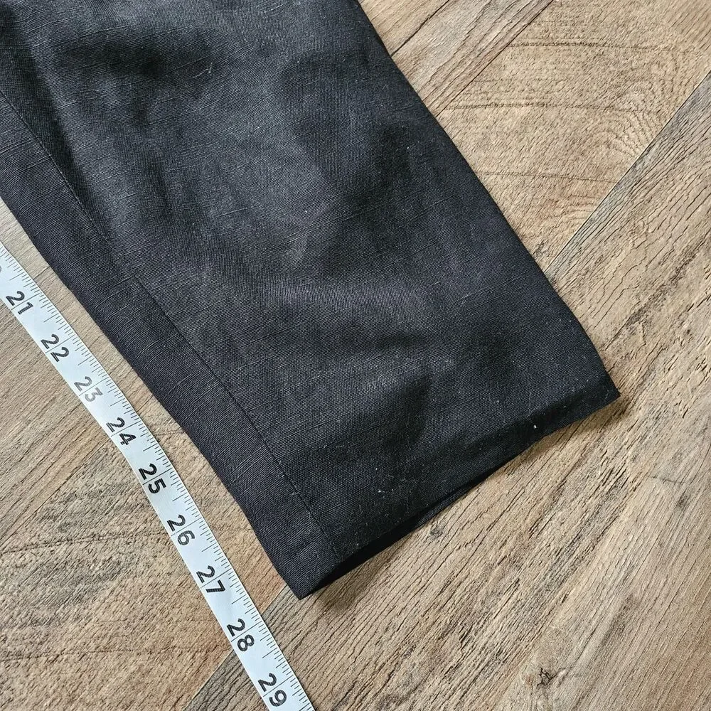 Vintage Giorgio Sant Angelo High Waisted Pleated Linen Trousers Black Size XS